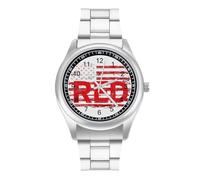Remember Everyone - Orologio da polso al quarzo personalizzato in acciaio inossidabile con numeri arabi per uomo e donna