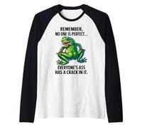 Remember No One Is Perfect Funny Frog Crude Humor Citazione Maglia con Maniche Raglan