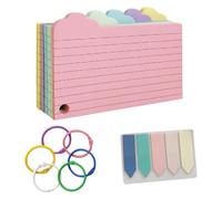 Remingtape 250 cartoncini educativi in formato 3 x 5, carte colorate con anelli a righe, per ufficio e scuola