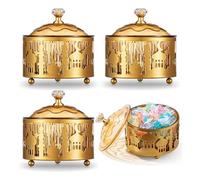 Remingtape 4 vassoi Ramadan con coperchio, vassoi Eid-Mubarak, piatti Ramadan, decorazioni Ramadan, contenitori per alimenti Ramadan, durevoli, 9 x 9 cm