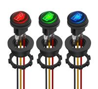 Remingtape Interruttore a bilanciere rotondo, 12 V, 20 A, certificato UL, impermeabile, rotondo, interruttore a levetta marina, interruttore on/off a LED, , 3 colori