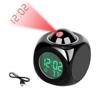 Remingtape Orologio Elettronico A Proiezione Orologio Inglese, Orologio A Proiezione Sveglia Multifunzione, Sveglia A Proiezione LCD Nero