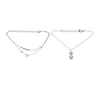 Remingtape Set di 3 collane boho multistrato a forma di di ananas con perline e catenine per piedi da donna in , lega e
