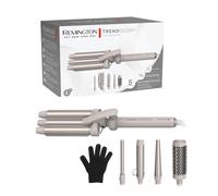 Remington Ferro Arricciacapelli 5in1, Ondulatore, [3 Bacchette in ceramica 13-,33mm, Spazzola rotonda, Accessorio Onde] Display LED 130-210°C, Onde da spiaggia, Ricci spiralati e naturali CI41MS5E51