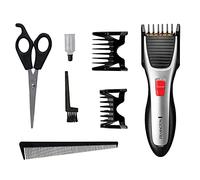 Remington HC340 - Tagliacapelli da uomo, in titanio, con forbici, pettine da barbiere e custodia da viaggio, colore: grigio/nero