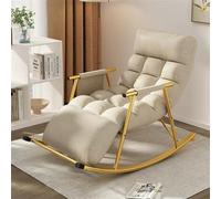 Remium - Sedia a dondolo per soggiorno e camera da letto, moderna, in tessuto tecnico traspirante, con poggiapiedi, comoda sedia a dondolo da giardino con braccioli e schienale regolabile