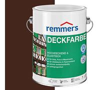Remmers Vernice coprente marrone noce, 5 litri, smalto a base d'acqua per interno ed esterno, pittura protettiva dagli agenti atmosferici per legno, sottofondi minerali e molti altri tipi di supporto