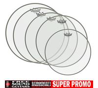 REMO AMBASSADOR CLEAR TRASPARENTE SET PELLI 10" 12" 14" 16" 22" PELLE BATTERIA