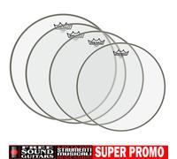 REMO EMPEROR Set 10" 12" 14" 14" PELLE CLEAR TRASPARENTE PER BATTERIA ACUSTICA