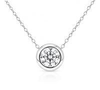 Remo Gammella Collana Donna Punto Luce Argento 925 Bagnato Oro Bianco con Zircone Bianco 6,5 mm Collana Regolabile 42-45 cm e Pendente Cipollina Elegante Idea Regalo