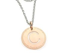 Remo Gammella Collana Lettera in Acciaio con Pendente in Bronzo Collezione "My World". Collana lettera Rebecca. Collana in Acciaio e Bronzo (B)