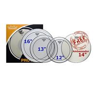 Remo Pinstripe Pro Pack - Set di pelli per tamburo, 12"/13"/14"/16"