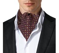 Remo Sartori - Ascot Doppia Pala in Seta Fantasia Micro Pied de Poule, Made in Italy, Uomo (Bordeaux)