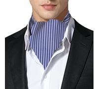 Remo Sartori - Foulard Uomo Ascot Doppia Pala in Seta Azzurra Fantasia Spigata, Made in Italy, Uomo