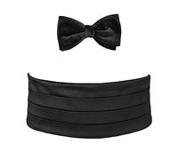 Remo Sartori - Set Fusciacca Fascia da Smoking e Papillon da Annodare in Velluto, Regolabile, Made in Italy, Uomo (Nero, girovita da 90 a 110 cm)