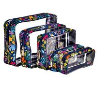 Remobia Hicol Set di 5 sacchetti per pannolini approvati TSA in TPU trasparente impermeabile per bambini, set di articoli da toeletta da viaggio per l'allattamento, Fiore, Carino