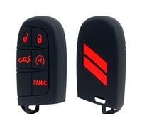 REMOCH Custodia per portachiavi per Dodge Charger, accessori Challenger Durango Journey Dart, custodia per chiave elettronica 3 4 5 pulsanti telecomando in silicone (rosso, 2 pezzi)