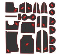 REMOCH Fits Dodge Charger Accessories 2015-2023, Cup Holder Insert Center Console Shifter Liner Trim Interior Door Pocket Mats Pad (26pcs Set, Red Trim)