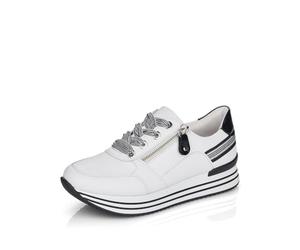 Remonte Scarpe Basse da Donna D1312, Bianco Nero 80, 45 EU Larga