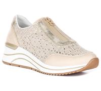 Remonte Soft Front Zip Lace Up Women'S Trainer In Golden Beige EU37-41