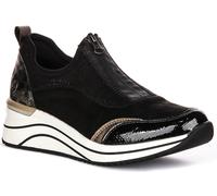 Remonte Soft Front Zip Slip On Cushion Trainer Donna In Nero Multicolore EU37-41