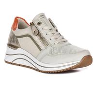 Remonte Soft N Lite Front Zip Lace Up Trainer Da Donna In Crema EU37-41