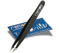 REMOS Pinzetta combinata in acciaio inox 9,5 cm - 2in1 per doppie punte e capelli - Nero
