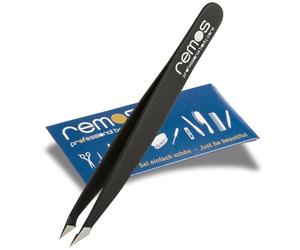 REMOS Pinzetta combinata in acciaio inox 9,5 cm - 2in1 per doppie punte e capelli - Nero