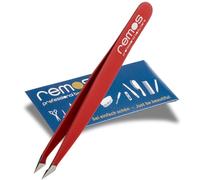 Remos Pinzetta combinata in acciaio inox 9,5 cm - 2in1 per schegge e peli - Rosso