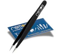 REMOS Pinzette Splinter con punta extra fine in acciaio inox 9,5 cm - Nero