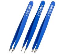 REMOS - Set di 3 pinzette per sopracciglia, schegge e combinate, colore: blu scuro