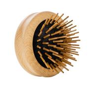 REMOS - Spazzola per capelli mini, pieghevole con perni in legno di faggio, spazzola districante compatta rotonda