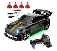 Remote Control Cars - 1:64 RC Electric Racing Car Toys | High Speed Remote Control Drift Car With LED Lights | Portable Ergonomic Racing Vehicle For Indoor Outdoor Fun, Kids Gift Track Compatible Set