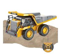 Remote Control Construction Vehicle Toy Set - 6-Channel Dump Truck & 8-Channel Excavator - Alloy Metal Bed & Chassis with Realistic Lights & Sound - 2.4GHz RC Transport Truck for Kids 4-12 - Rechargea