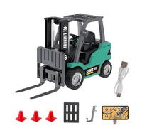 Remote Control Forklift 11 Channel Rc Forklift Cranes Construction Toys, 1/64 Scale Alloy RC Forklift Truck, with Wireless Controller, Accessories, for Mechanical Fans and Model Collectors (Cyan)