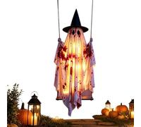 Remote Control String Lights - Hangable Ghost Ornament, Outdoor Halloween