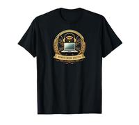 Remote Working Master Badge Laptop Wifi Design Maglietta