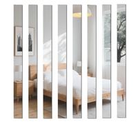 Removable Shatterproof Wall Mirror Stickers | Striped Adhesive Design | Removable Decor for Living Room, Door, Closet, Garage & Dorm | Apartment Home