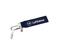 REMOVE BEFORE FLIGHT Lufthansa - Ciondolo in tessuto con moschettone aereo, Colore: rosso, 15 cm