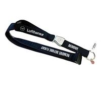 REMOVE BEFORE FLIGHT Lufthansa - Cordino con fibbia Seatbelt, Blu, 25 mm breites Band; ca. 43 cm Länge