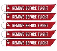 REMOVE BEFORE FLIGHT® Tirazip Portachiavi, 5 pezzi