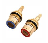 Remplacement de valve de robinet à cartouche à disque en céramique en laiton pour robinets de salle de bain et de cuisine, quart de tour 3/4" * 62,5 mm * 11 mm (Red and Blue)