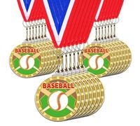Remuuly 20 medaglie da baseball sfuse da 5 cm in metallo con nastri per il collo, vincitore del trofeo, premi a squadre per competizioni sportive, celebrazione del gioco, premio souvenir