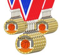 Remuuly 20 medaglie da pallacanestro, 5,1 cm, in metallo, con nastri per il collo, vincitore del trofeo, premi a squadre, per competizioni sportive, celebrazioni, premi, souvenir