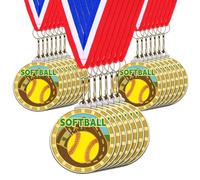 Remuuly 20 medaglie softball sfuse 5,1 cm in metallo premi medaglia con nastri per il collo Trofeo vincitore premi a squadre per competizioni sportive celebrazione del gioco premio regalo souvenir