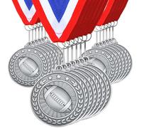 Remuuly 30 medaglie d'argento da 5,1 cm, per premi trofeo in metallo con nastri per il collo, per partecipazione sportiva, tornei vincitori, regalo (Rugby)