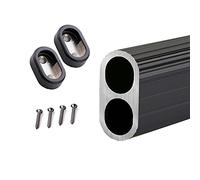 REMYS Aluminum Detachable Oval Wardrobe Tube Clothes Pole With Screws,Closet Rods For Hanging Clothes 50 60 70 80 90 100 110 120cm, Laundry Room/Balcony/Bathroom(Black,100cm/39.4in)