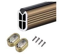 REMYS Cloakroom/Cupboard/Balcony Wall Mounted Hanging Clothing Pole,Aluminum Alloy Oval Closet Rods with Mute Anti-skid Strip, Load 150KG/330LBS(Champagne Color,70cm/27.5in)