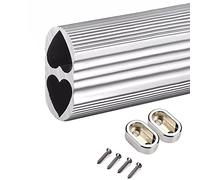 REMYS Heavy Duty Wardrobe Pole for Laundry Room/Cabinet/Loft With Socket Set,20 30 40 50 60 Inch Closet Hanging Rod Aluminum, 3mm Thick Valet Rod Hotel Home Office(Silver,120cm/47.2 in)