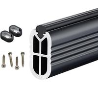 REMYS Metal 2.6mm Thick Wardrobe Rail Tube with Anti-slip Silence Strip & Flange Set,Heavy Duty Closet Rods for Hanging Clothes(Black,45cm/17.7in)